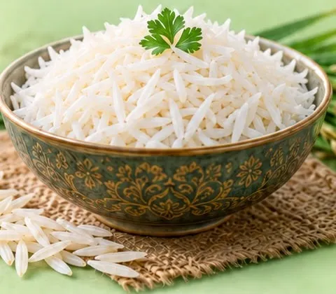 Bowl of 1509 Basmati rice.