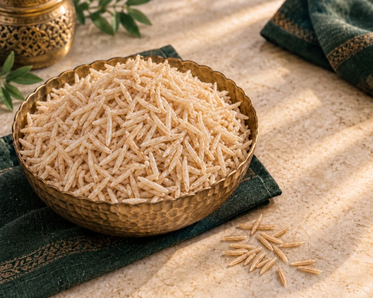 Bowl of Brown Basmati rice.