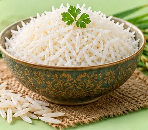 Bowl of D-98 Basmati rice.